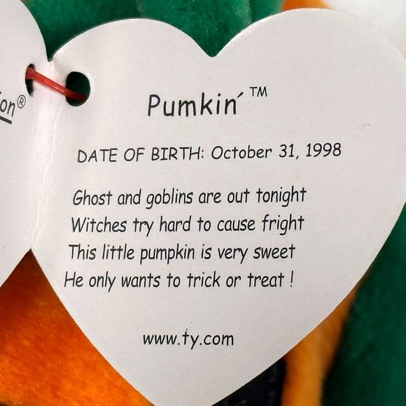 Vintage Ty Halloween "Pumkin" Plush Original Beanie Baby - NWT (1998) - Picture 9 of 10